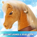 PonyCycle Model Y® Ride-On Horse, Light Brown - Rideable Toy for Kids Age 4-7, Mechanical Walking Ride-On Toy