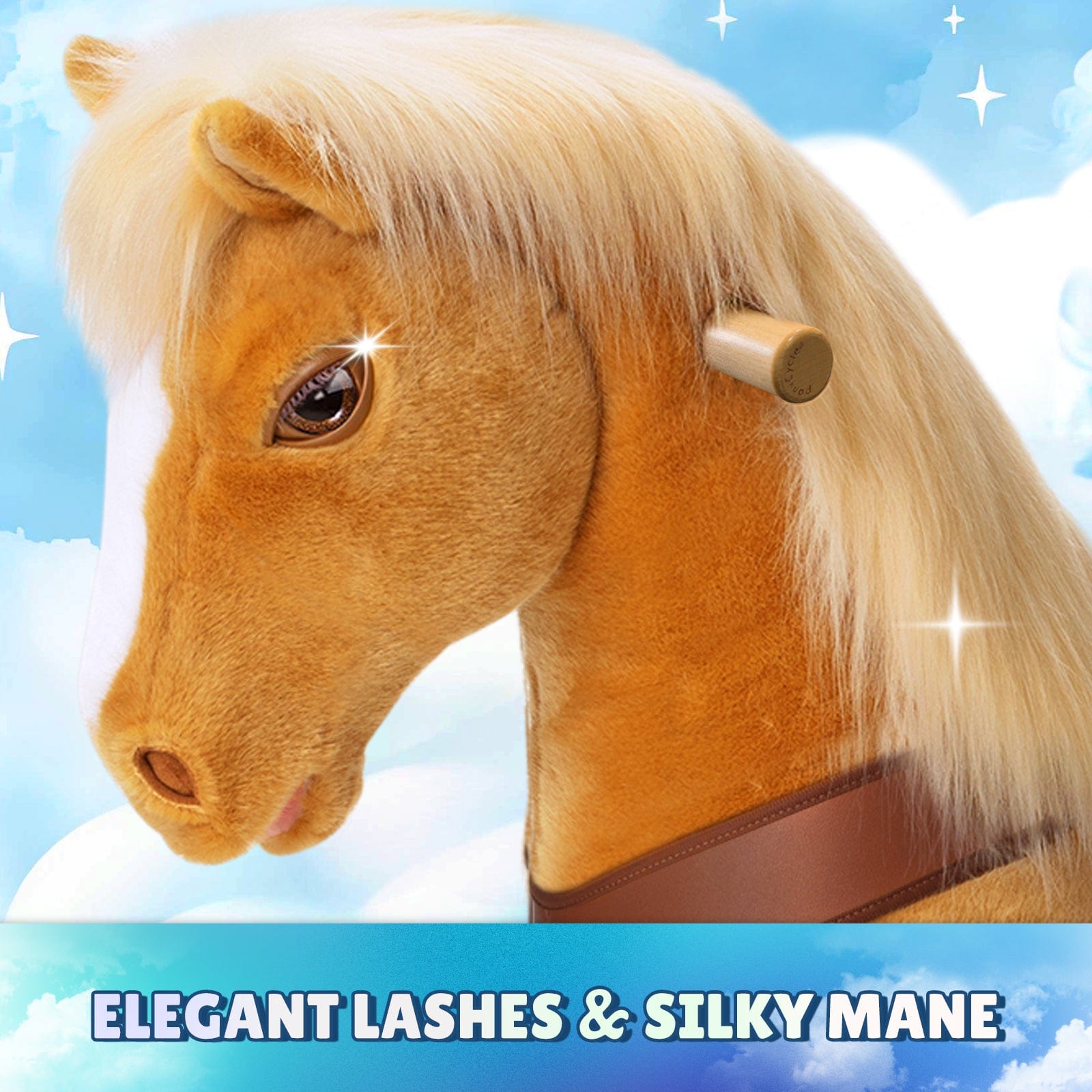 PonyCycle Model Y® Ride-On Horse, Light Brown - Rideable Toy for Kids Age 4-7, Mechanical Walking Ride-On Toy