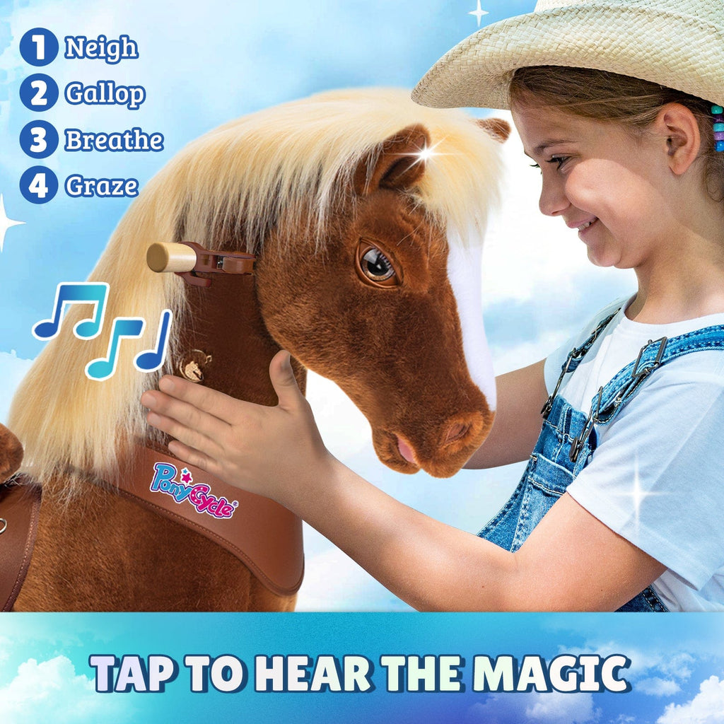 PonyCycle Model Y® Ride-On Horse, Brown - Rideable Toy for Kids Age 4-7, Mechanical Walking Ride-On Toy