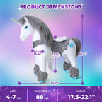PonyCycle Model Y® Ride-On Unicorn, Grey - Rideable Toy for Kids Age 4-7, Mechanical Walking Unicorn Ride-On Toy