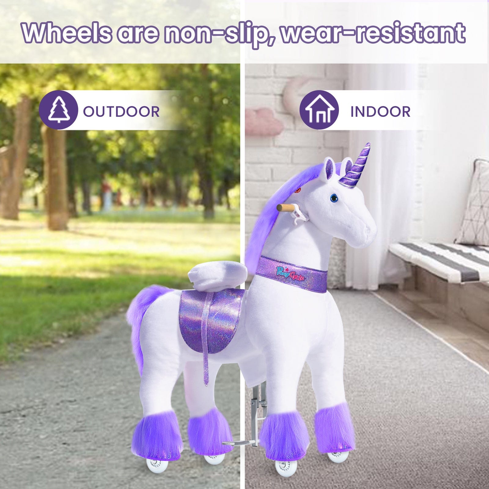 PonyCycle Model U® Purple Large Ride-On Unicorn for Kids Age 7+, Mechanical Walking Pony Toy