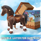 PonyCycle Model Y® Ride-On Horse, Chocolate Brown - Rideable Toy for Kids Age 4-7, Mechanical Walking Ride-On Toy