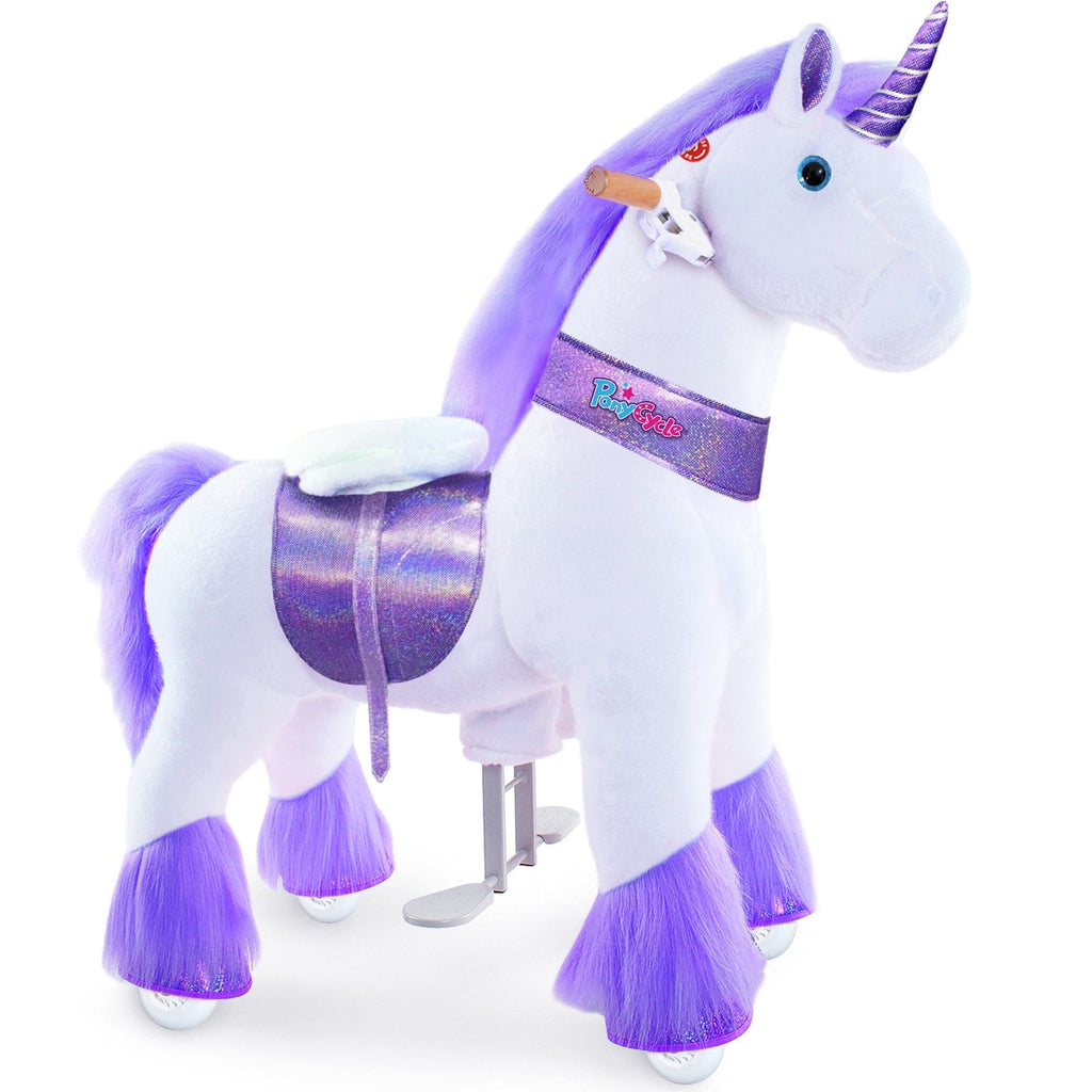 PonyCycle Model U® Purple Ride-On Unicorn for Kids Age 4-7, Mechanical Walking Pony Toy