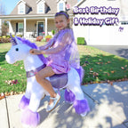 PonyCycle Model U® Purple Ride-On Unicorn for Kids Age 3-4, Mechanical Walking Pony Toy