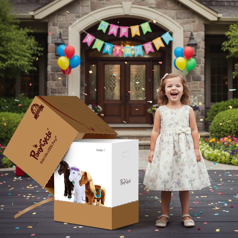 PonyCycle Model X® Ride-On Unicorn, Purple - Rideable Toy for Kids Age 3-4, Mechanical Walking Unicorn Ride-On Toy