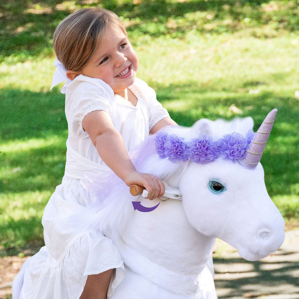PonyCycle Model X® Ride-On Unicorn, Purple - Rideable Toy for Kids Age 3-4, Mechanical Walking Unicorn Ride-On Toy