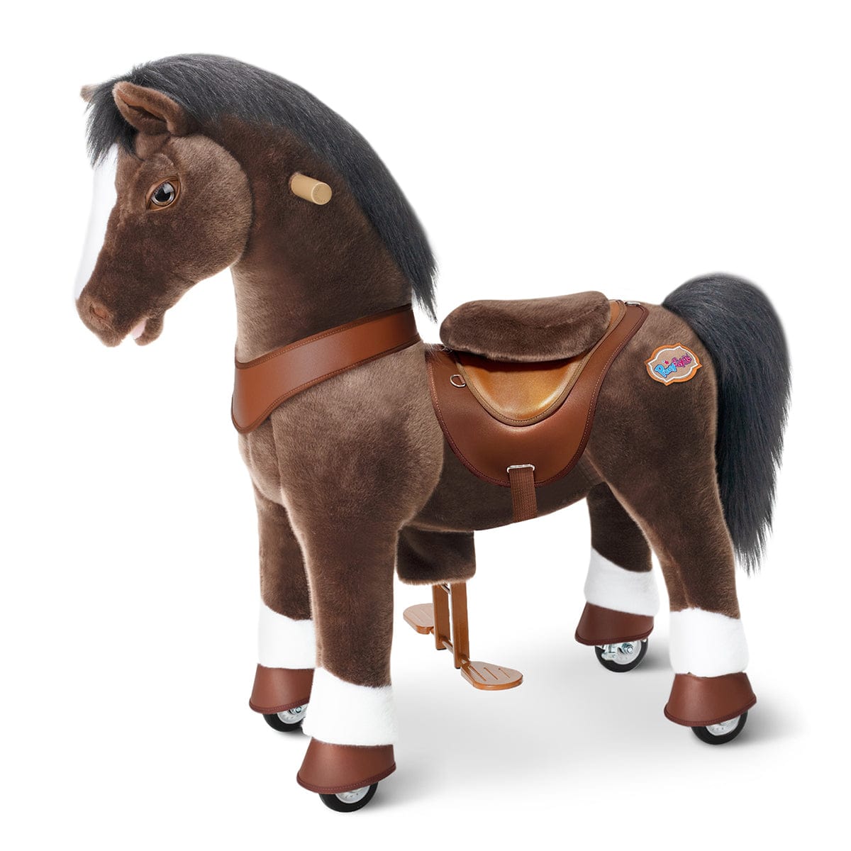 PonyCycle Model Y® Ride-On Horse, Chocolate Brown - Rideable Toy for Kids Age 4-7, Mechanical Walking Ride-On Toy
