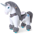 PonyCycle Model Y® Ride-On Unicorn, Grey - Rideable Toy for Kids Age 3-4, Mechanical Walking Unicorn Ride-On Toy