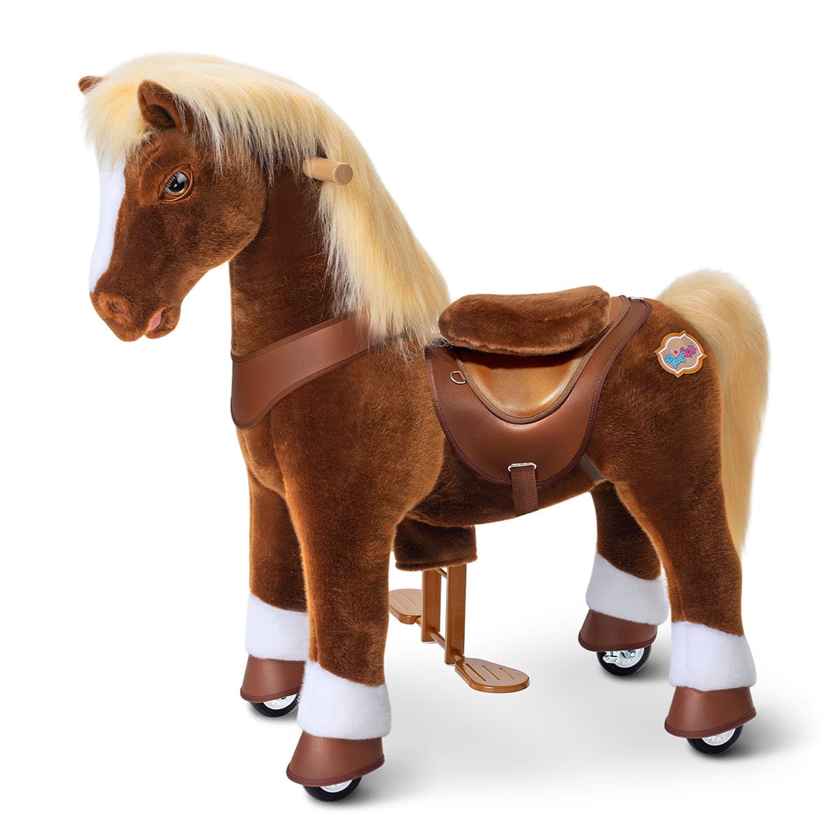 PonyCycle Model Y® Ride-On Horse, Brown - Rideable Toy for Kids Age 4-7, Mechanical Walking Ride-On Toy