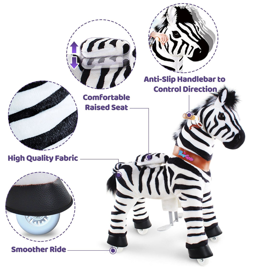 PonyCycle Model U® Zebra Ride-On for Kids Age 3-4, Mechanical Walking Pony Toy