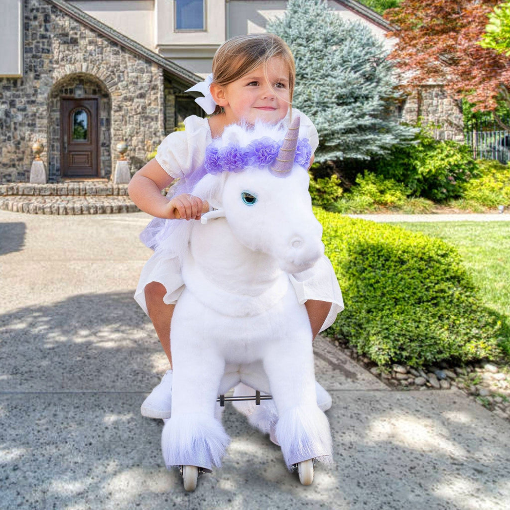 PonyCycle Model X® Ride-On Unicorn, Purple - Rideable Toy for Kids Age 3-4, Mechanical Walking Unicorn Ride-On Toy
