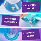 PonyCycle Model Y® Ride-On Unicorn, Rainbow - Rideable Toy for Kids Age 4-7, Mechanical Walking Unicorn Ride-On Toy