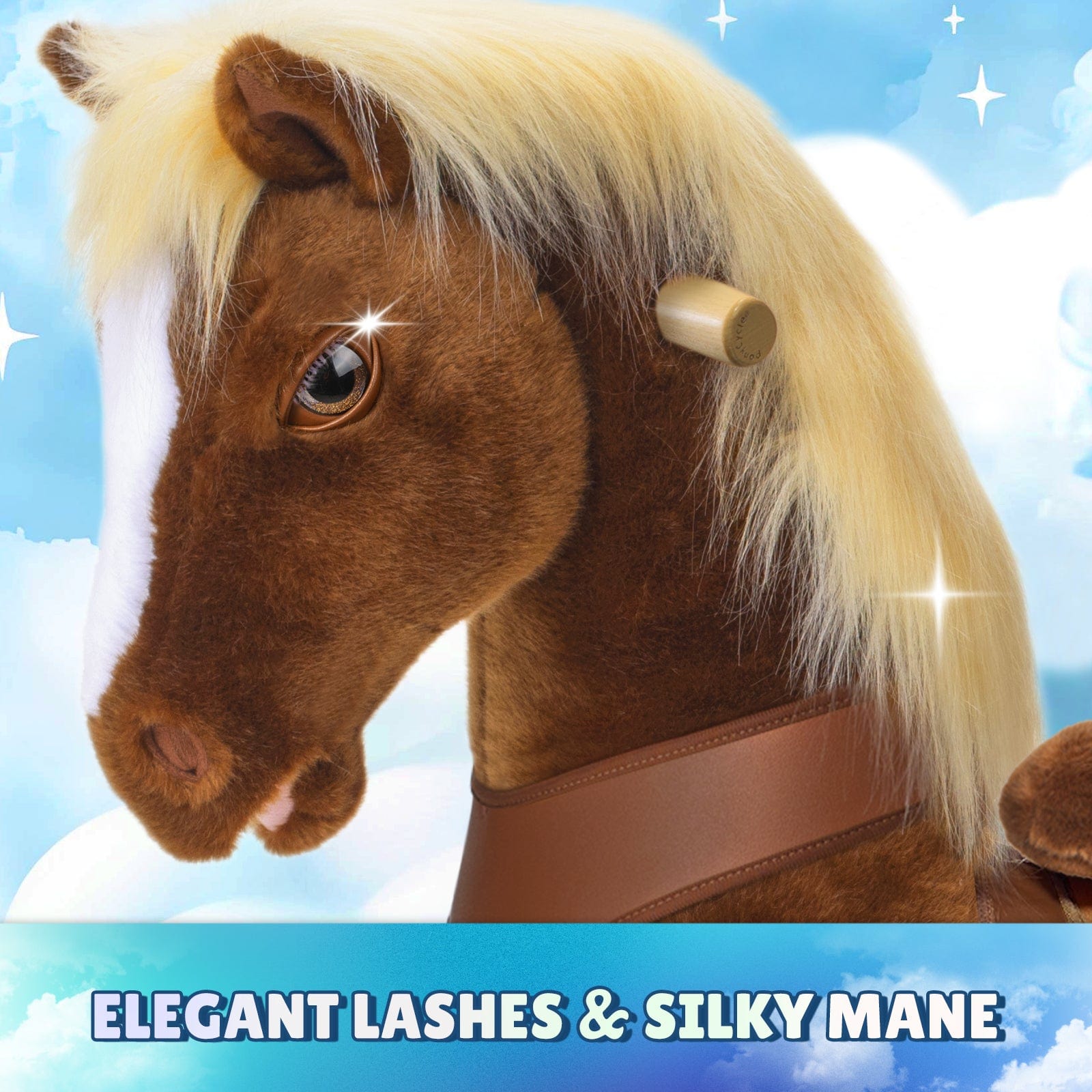 PonyCycle Model Y® Ride-On Horse, Brown - Rideable Toy for Kids Age 3-4, Mechanical Walking Ride-On Toy