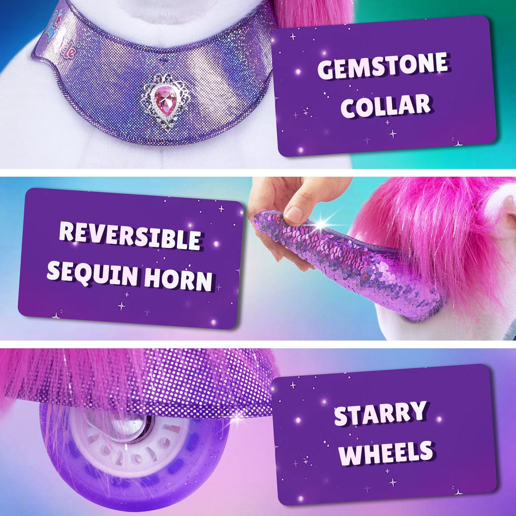 PonyCycle Model Y® Ride-On Unicorn, Pink - Rideable Toy for Kids Age 3-4, Mechanical Walking Unicorn Ride-On Toy