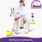 PonyCycle Model U® White Ride-On Unicorn for Kids Age 3-4, Mechanical Walking Pony Toy