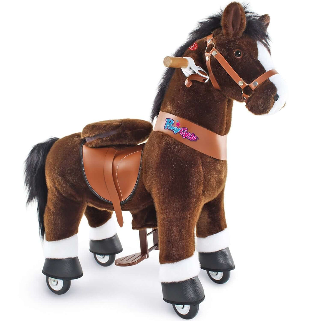 PonyCycle Model U® Chocolate Ride-On for Kids Age 4-7, Mechanical Walking Pony Toy Dark Brown