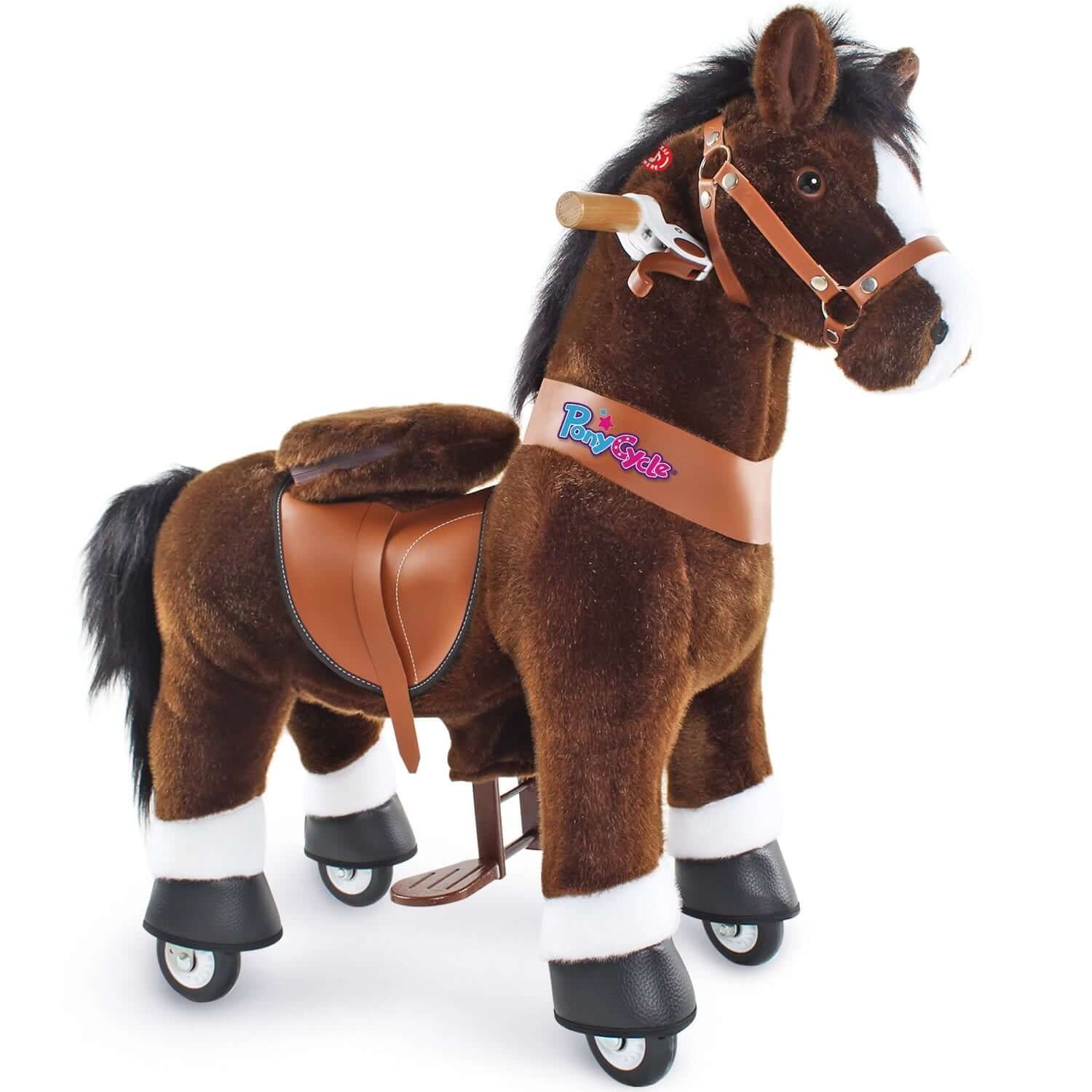 PonyCycle Model U® Chocolate Ride-On for Kids Age 4-7, Mechanical Walking Pony Toy Dark Brown