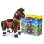 PonyCycle Model U® Chocolate Ride-On for Kids Age 3-4, Mechanical Walking Pony Toy Dark Brown