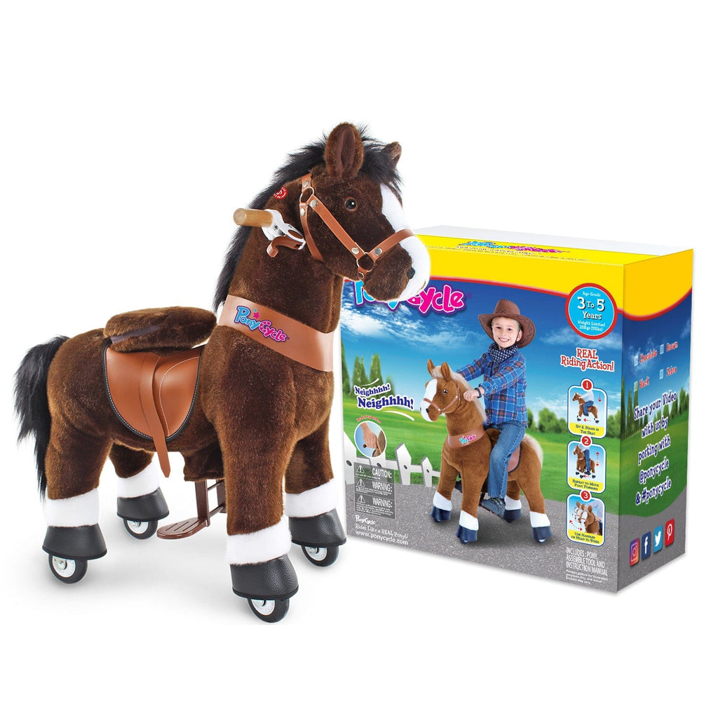 PonyCycle Model U® Chocolate Large Ride-On for Kids Age 7+, Mechanical Walking Pony Toy Dark Brown