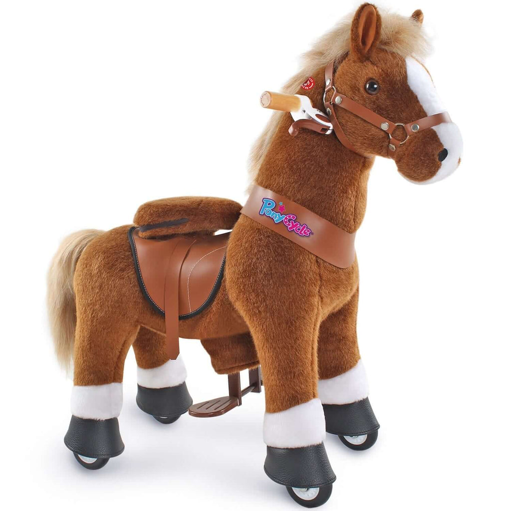 PonyCycle Model U® Brown Ride-On for Kids Age 4-7, Mechanical Walking Pony Toy