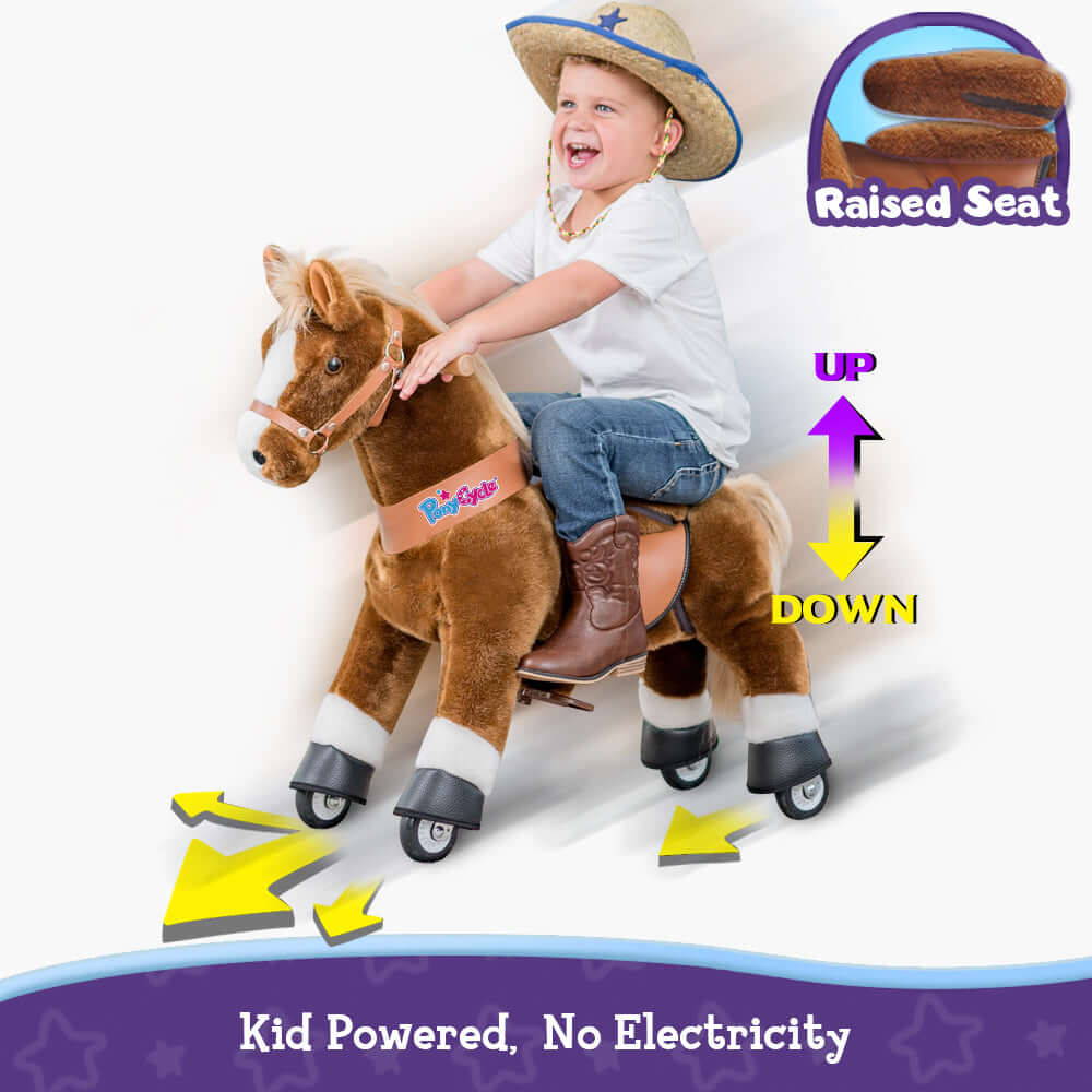 PonyCycle Model U® Brown Large Ride-On for Kids Age 7+, Mechanical Walking Pony Toy