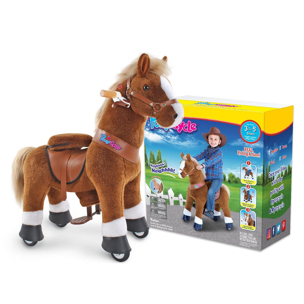 PonyCycle Model U® Brown Ride-On for Kids Age 4-7, Mechanical Walking Pony Toy