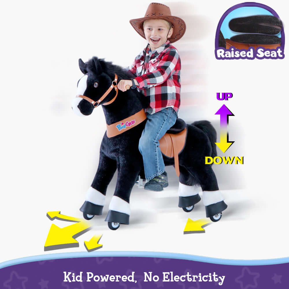 PonyCycle Model U® Black Large Ride-On for Kids Age 7+, Mechanical Walking Pony Toy