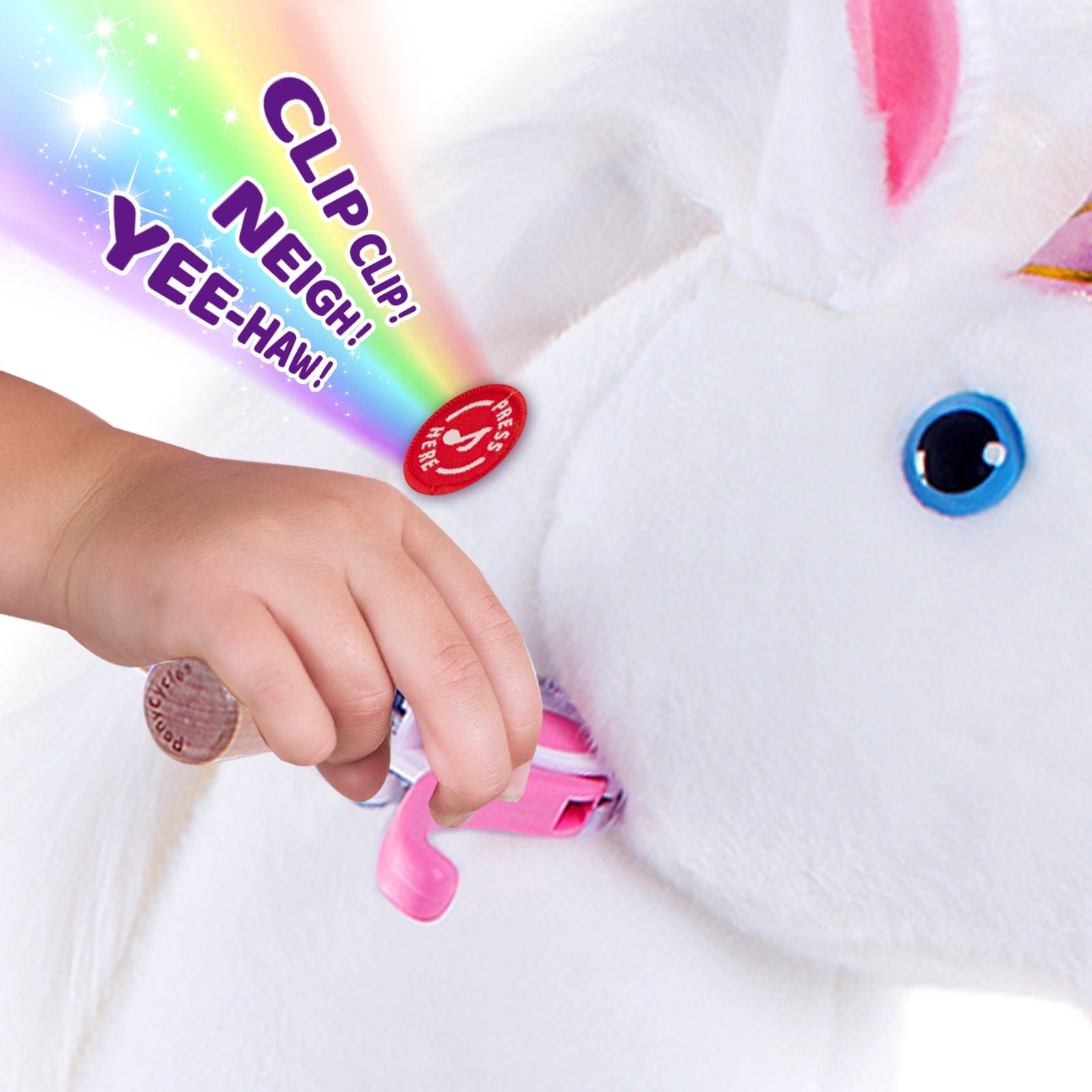 PonyCycle Model U® White Ride-On Unicorn for Kids Age 4-7, Mechanical Walking Pony Toy