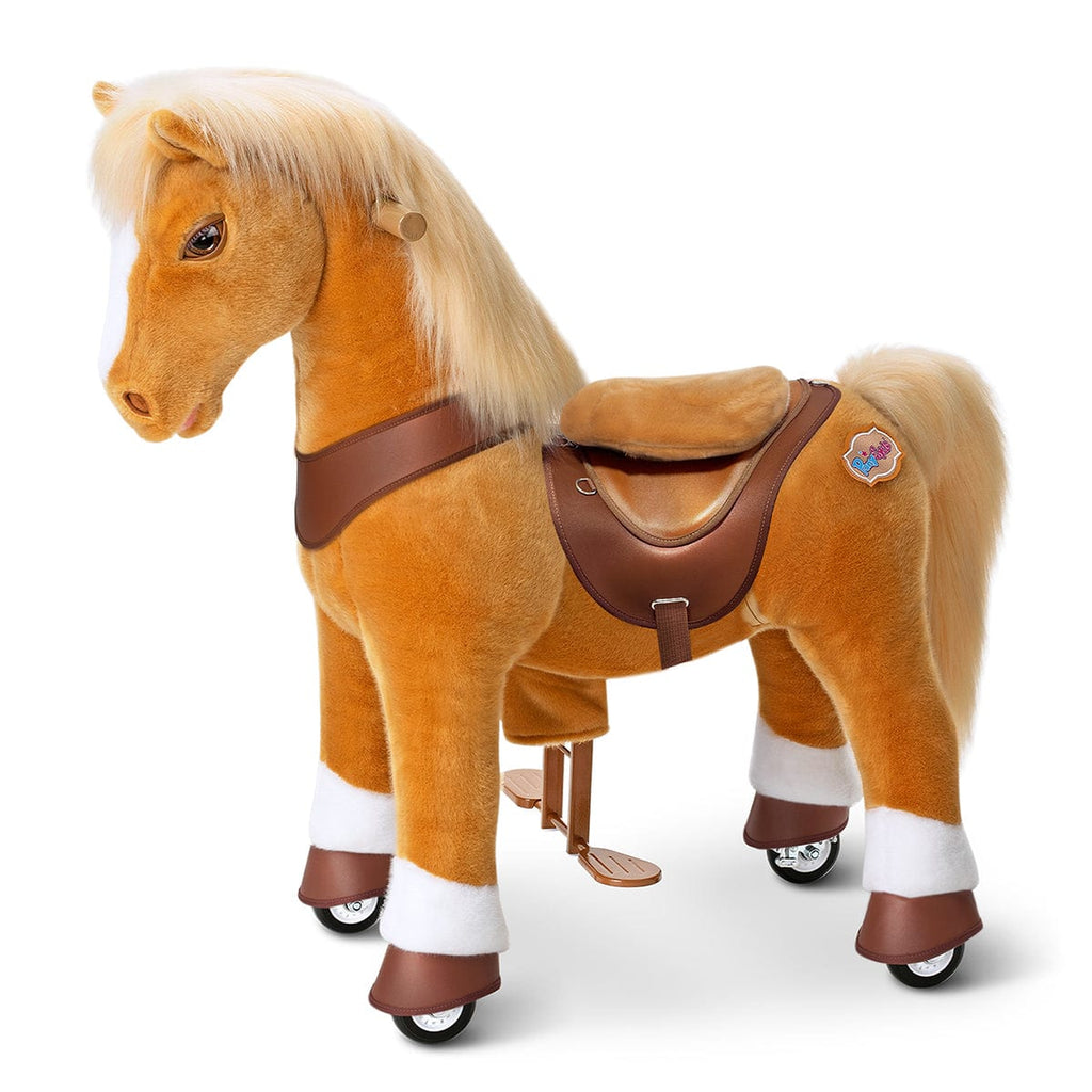 PonyCycle Model Y® Ride-On Horse, Light Brown - Rideable Toy for Kids Age 4-7, Mechanical Walking Ride-On Toy